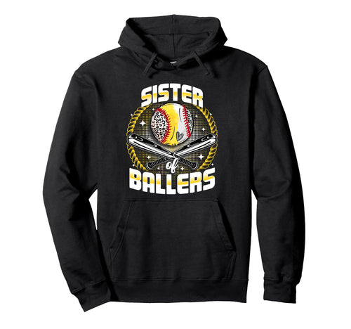 Baseball Softball Sister Ballers Hoodie - Aesthetic Graphic for Adults - T-Shirt, Sweatshirt, Hoodie