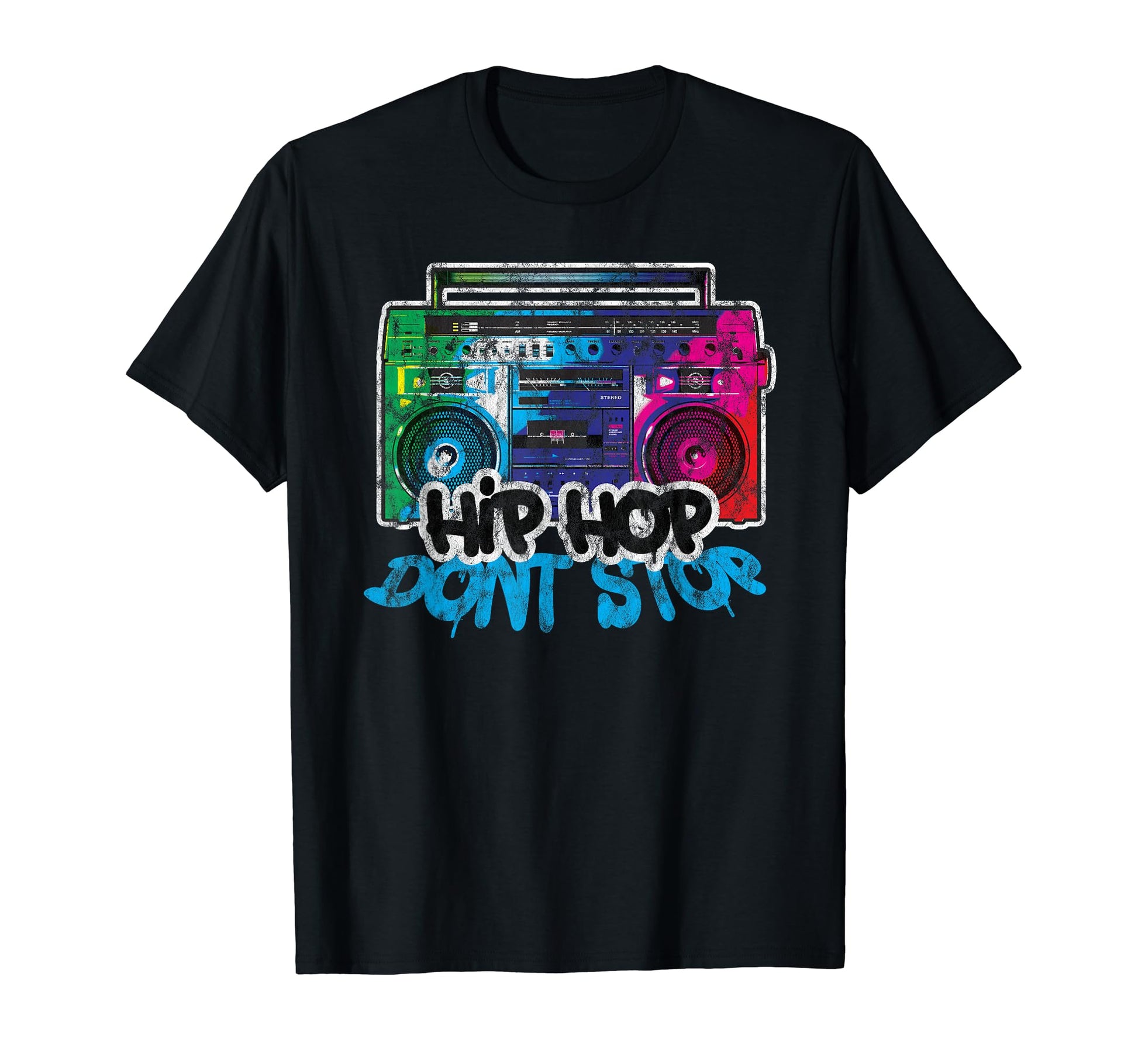 Hip Hop Dont Stop Old School Boombox T-Shirt - Unique Graphic Men Women - T-Shirt, Sweatshirt, Hoodie