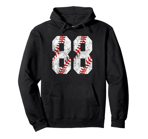 Distressed Baseball Number 88 Jersey Hoodie - Minimalist Print Men Women - T-Shirt, Sweatshirt, Hoodie