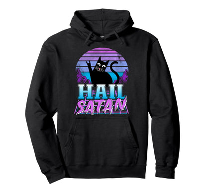 Hail Satan Retrowave Cat Pastel Goth Death Hoodie - Trendy Graphic Unisex - T-Shirt, Sweatshirt, Hoodie