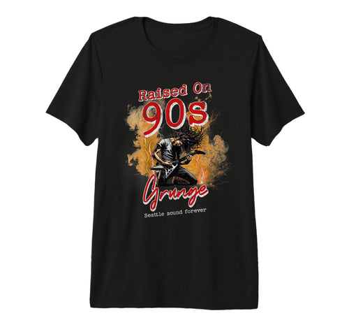Raised 90S Rock Guitar Punk Gen X T-Shirt - Fun Novelty Design for Adults - T-Shirt, Sweatshirt, Hoodie