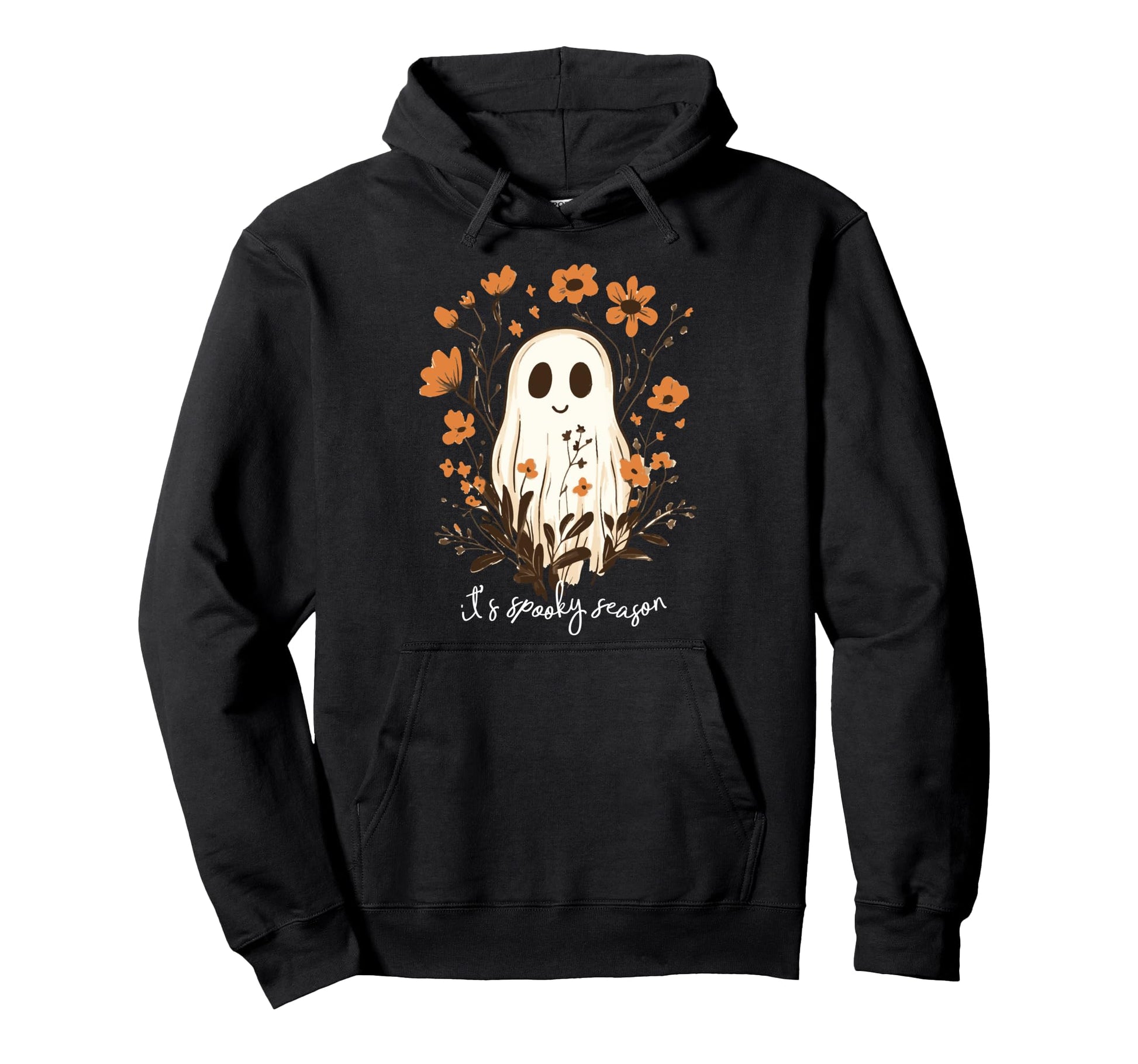 Ghost Spooky Season Floral Boho Hoodie - Streetwear Style Unisex - T-Shirt, Sweatshirt, Hoodie