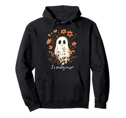 Ghost Spooky Season Floral Boho Hoodie - Streetwear Style Unisex - T-Shirt, Sweatshirt, Hoodie