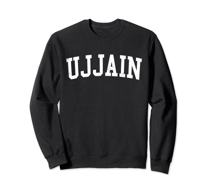 Ujjain India Distressed White Varsity Sweatshirt - Minimalist Print Unisex - T-Shirt, Sweatshirt, Hoodie