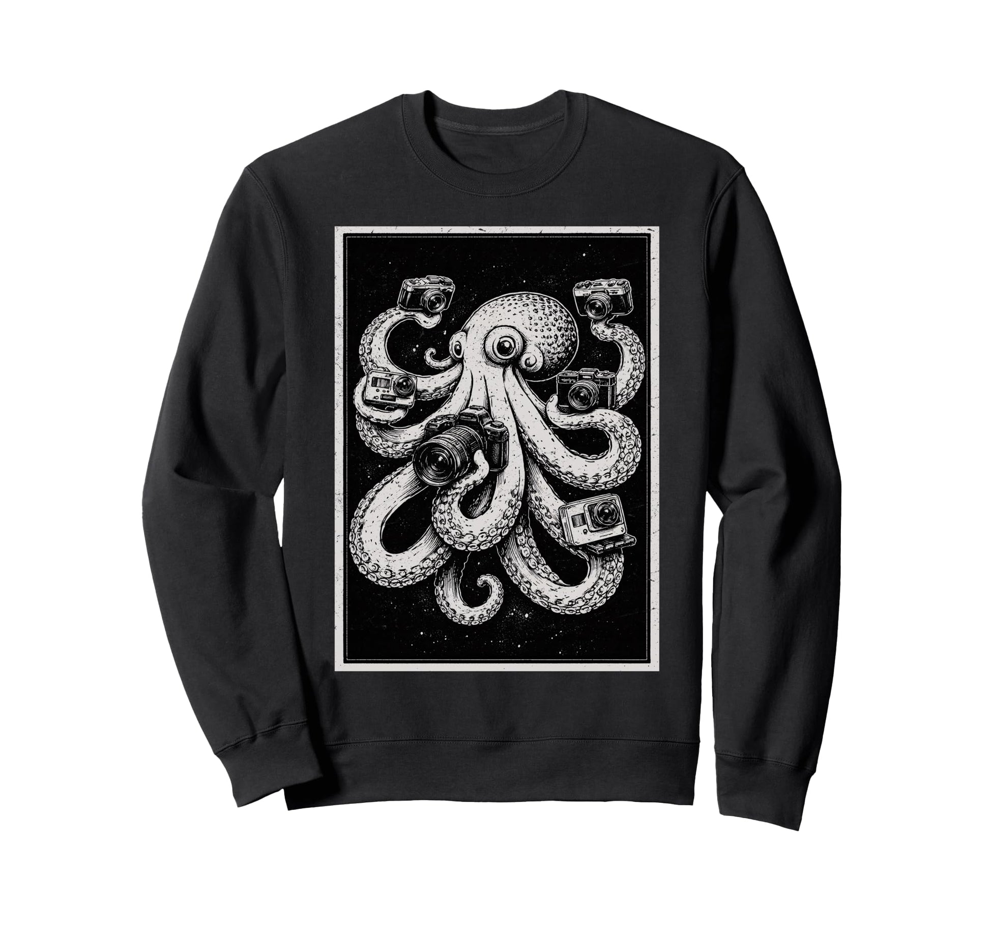 Camera Photographer Octopus Art Sweatshirt - Streetwear Style Men Women - T-Shirt, Sweatshirt, Hoodie
