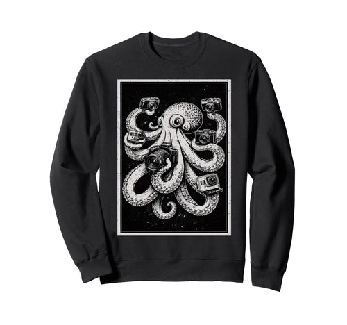 Camera Photographer Octopus Art Sweatshirt - Streetwear Style Men Women - T-Shirt, Sweatshirt, Hoodie