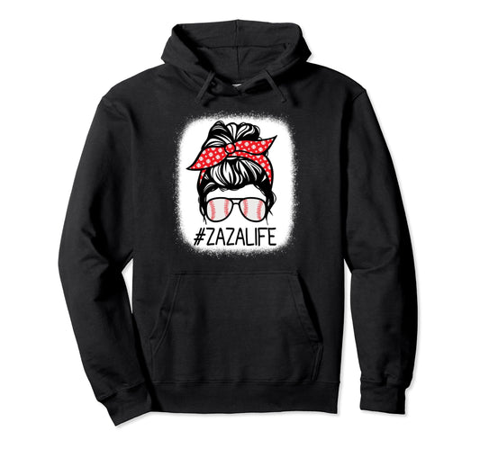 Zaza Bleached Messy Bun Baseball Hoodie - Graphic Print Men Women - T-Shirt, Sweatshirt, Hoodie