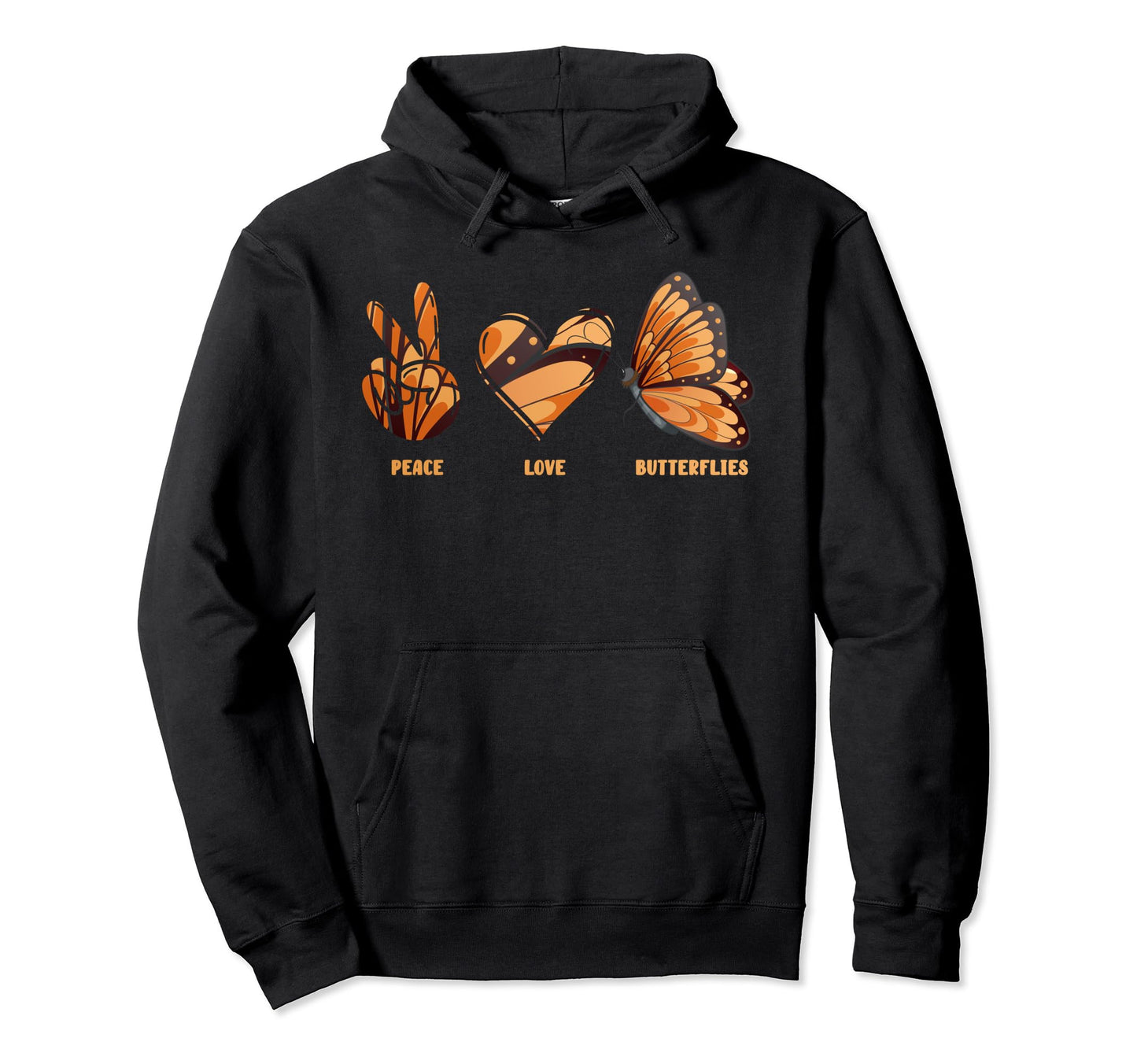 Peace Love Butterflies Hoodie - Custom Art Print Men Women - T-Shirt, Sweatshirt, Hoodie