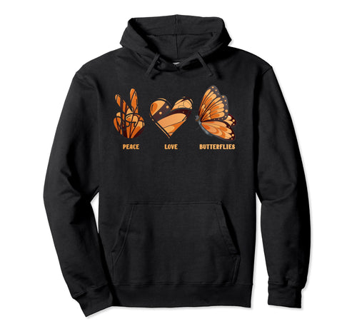 Peace Love Butterflies Hoodie - Custom Art Print Men Women - T-Shirt, Sweatshirt, Hoodie