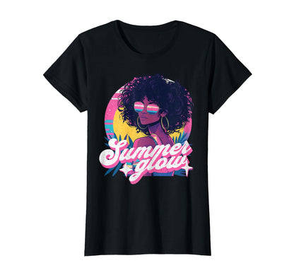 Summer Glow Black Sunset Vaporwave T-Shirt - Trendy Graphic for Adults - T-Shirt, Sweatshirt, Hoodie