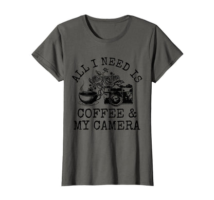 Photographer Coffee Camera Camera T-Shirt - Custom Art Print for Adults - T-Shirt, Sweatshirt, Hoodie
