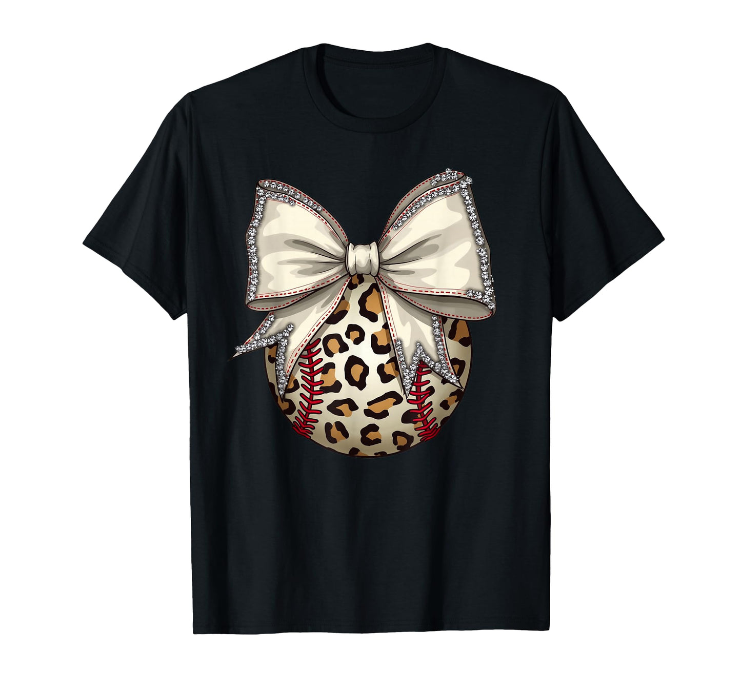 Leopard Baseball Coquette Bow Mama Mom T-Shirt - Graphic Print Men Women - T-Shirt, Sweatshirt, Hoodie