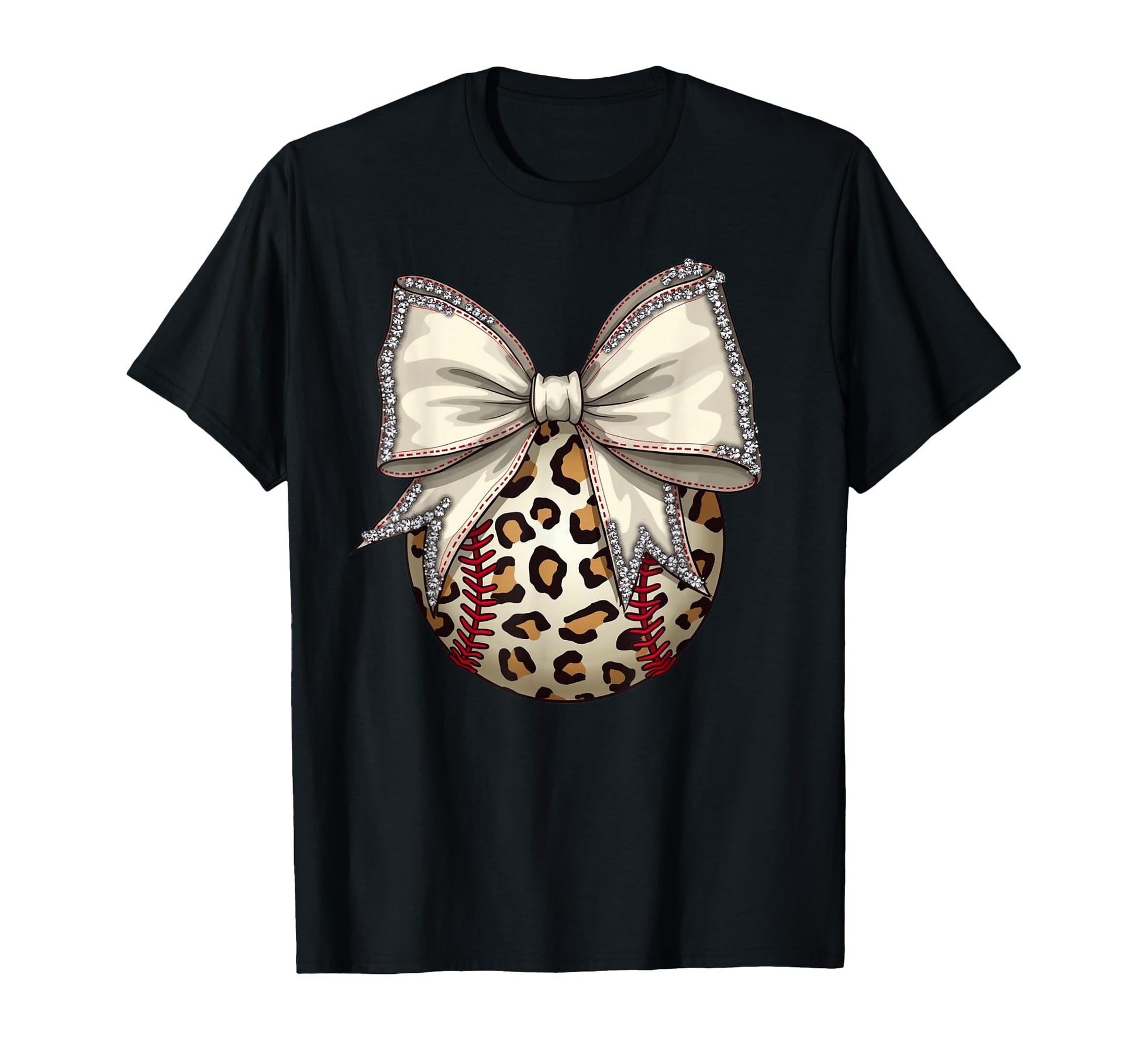 Leopard Baseball Coquette Bow Mama Mom T-Shirt - Graphic Print Men Women - T-Shirt, Sweatshirt, Hoodie