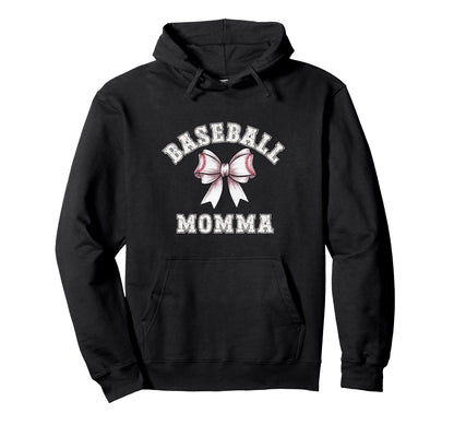 Coquette Baseball Momma Bow Game Day Hoodie - Minimalist Print Unisex - T-Shirt, Sweatshirt, Hoodie