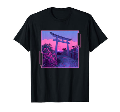 Vaporwave Japanese Aesthetic Torii T-Shirt - Aesthetic Graphic Men Women - T-Shirt, Sweatshirt, Hoodie