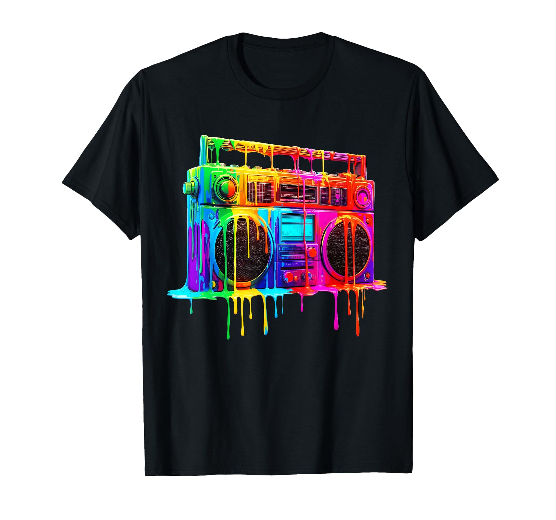 Dripping Paint Boombox Old School Music T-Shirt - Streetwear Style Unisex - T-Shirt, Sweatshirt, Hoodie