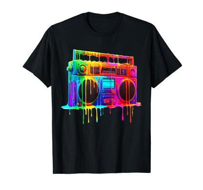 Dripping Paint Boombox Old School Music T-Shirt - Streetwear Style Unisex - T-Shirt, Sweatshirt, Hoodie