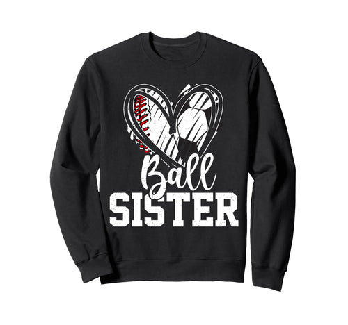 Ball Sister Heart Baseball Soccer Ball Hoodie - Unique Graphic for Adults - T-Shirt, Sweatshirt, Hoodie