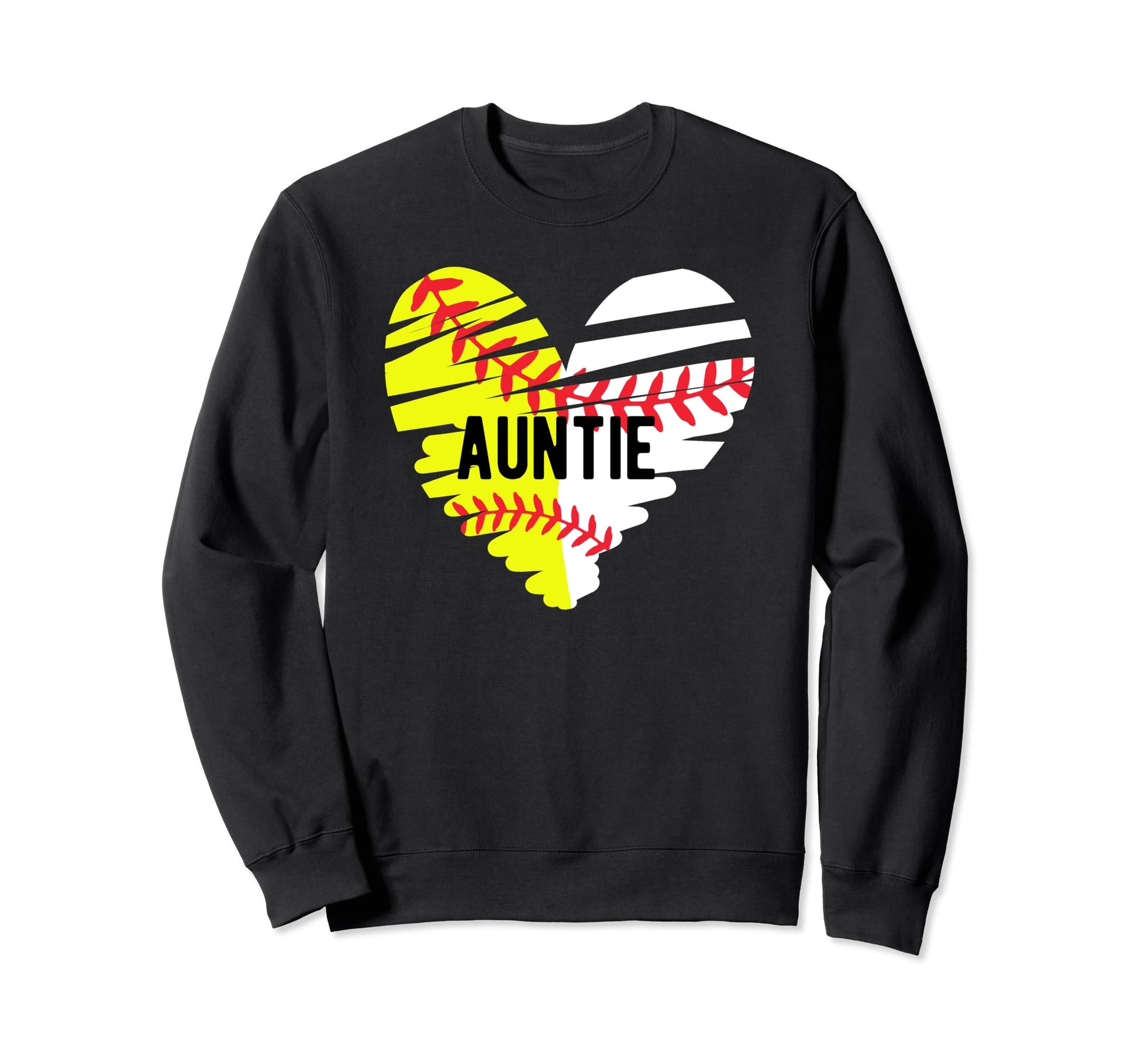 Baseball Softball Auntie Heart Sweatshirt - Aesthetic Graphic for Adults - T-Shirt, Sweatshirt, Hoodie