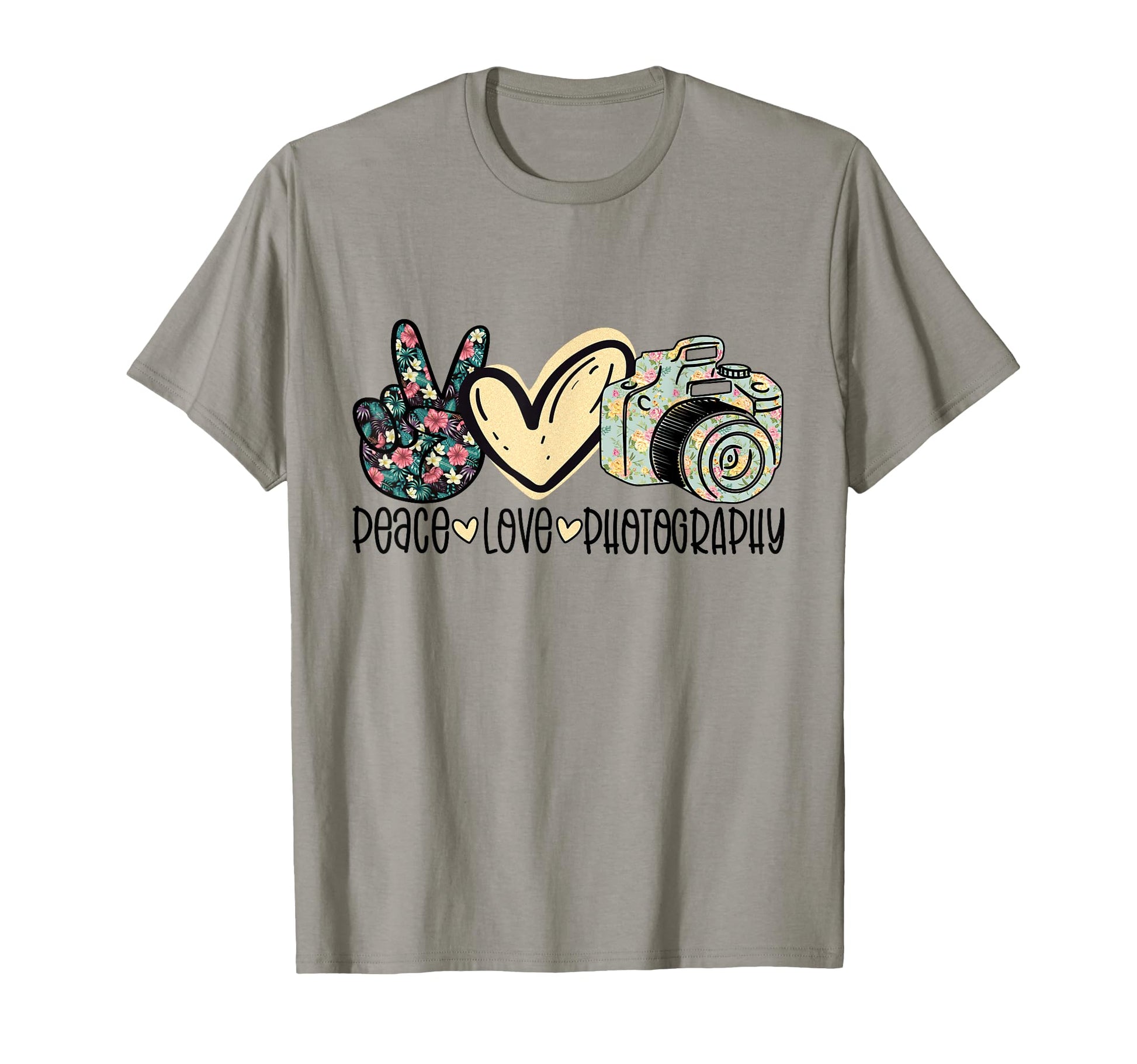Peace Love Photography Funny Hippie Camera T-Shirt - Graphic Print Unisex - T-Shirt, Sweatshirt, Hoodie