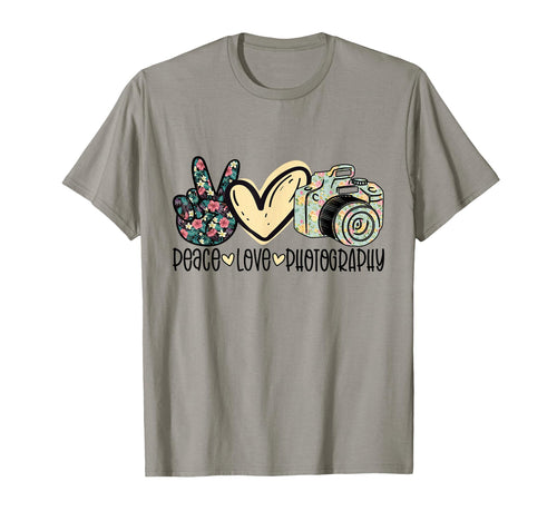 Peace Love Photography Funny Hippie Camera T-Shirt - Graphic Print Unisex - T-Shirt, Sweatshirt, Hoodie