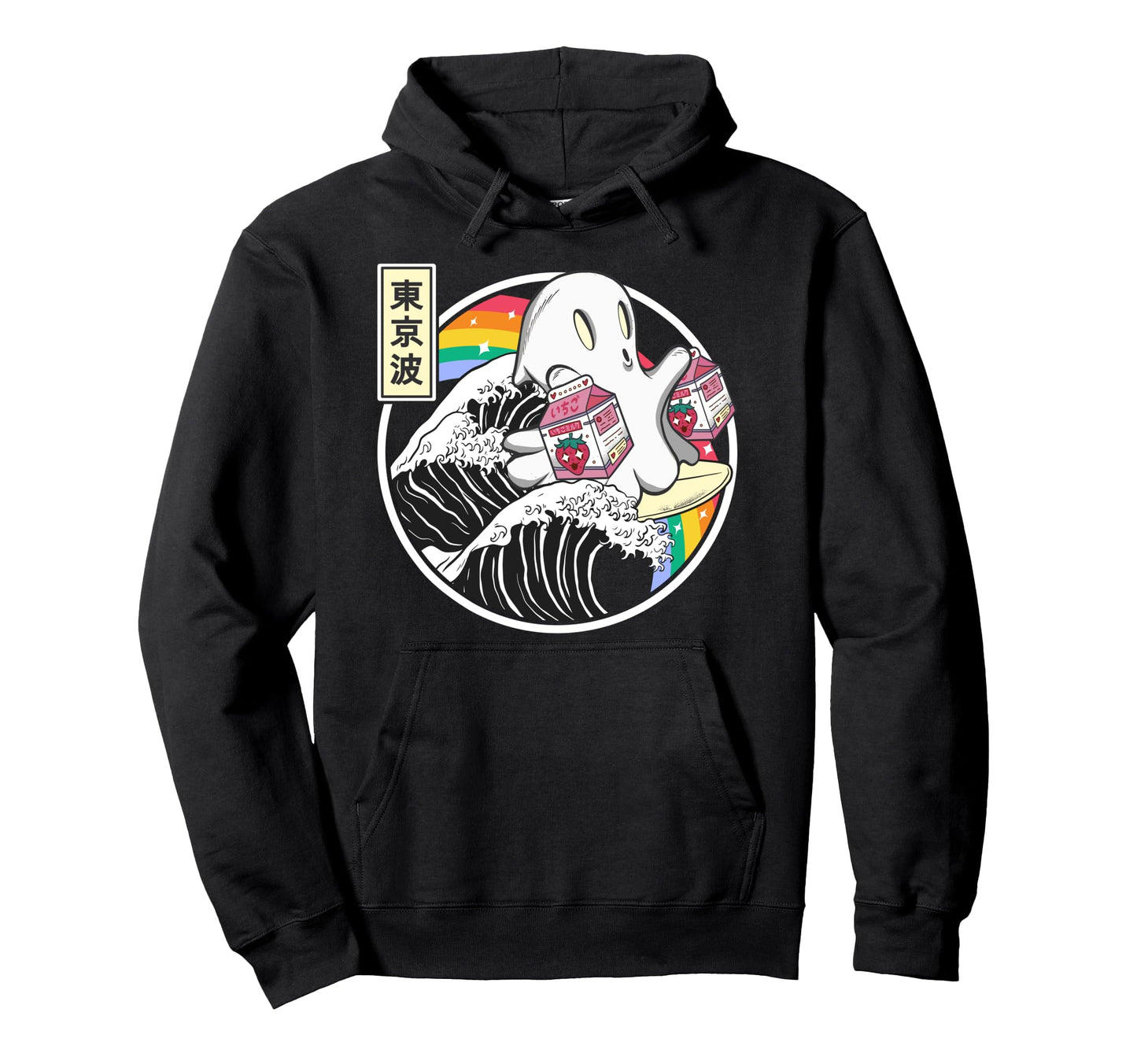 Ghost Strawberry Milk Great Wave Hoodie - Minimalist Print Men Women - T-Shirt, Sweatshirt, Hoodie
