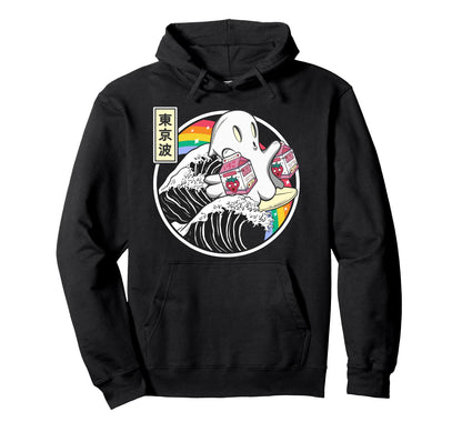 Ghost Strawberry Milk Great Wave Hoodie - Minimalist Print Men Women - T-Shirt, Sweatshirt, Hoodie