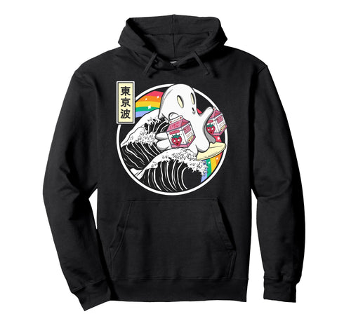 Ghost Strawberry Milk Great Wave Hoodie - Minimalist Print Men Women - T-Shirt, Sweatshirt, Hoodie