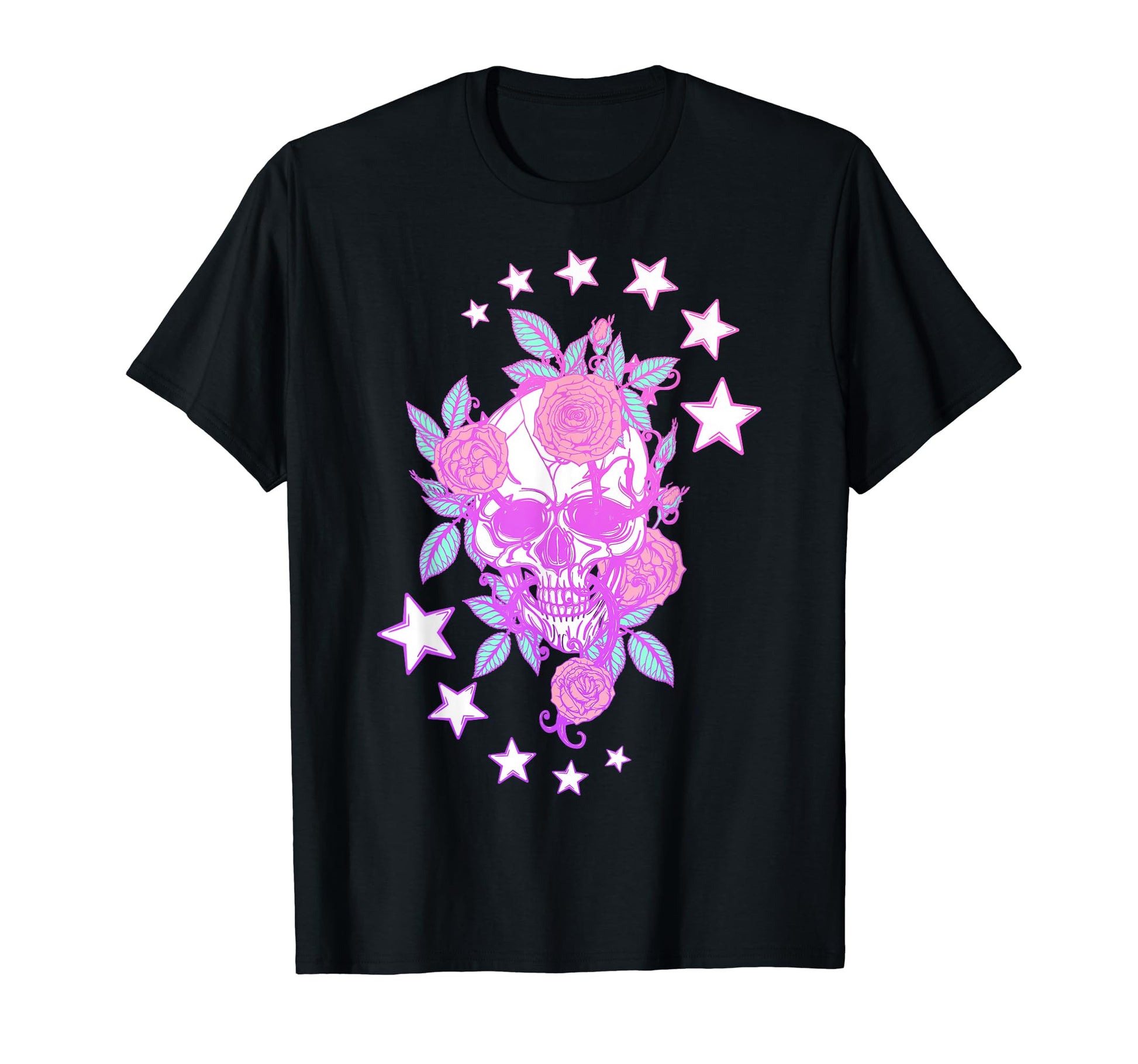 Pastel Gothic Skull Roses Aesthetic T-Shirt - Novelty Apparel Unisex - T-Shirt, Sweatshirt, Hoodie
