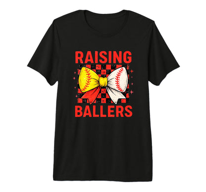Raising Ballers Checkered Bow Tri T-Shirt - Aesthetic Graphic Men Women - T-Shirt, Sweatshirt, Hoodie