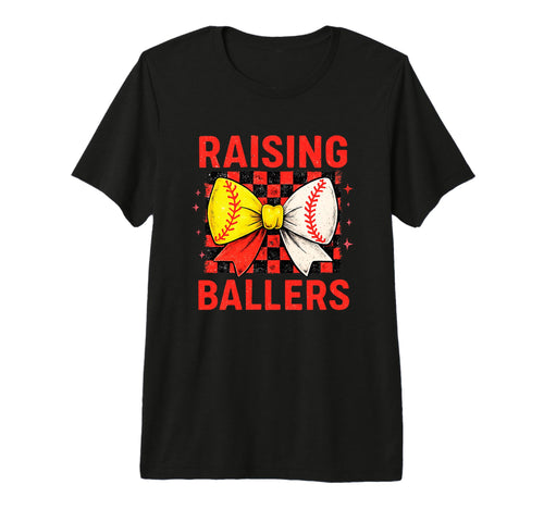 Raising Ballers Checkered Bow Tri T-Shirt - Aesthetic Graphic Men Women - T-Shirt, Sweatshirt, Hoodie