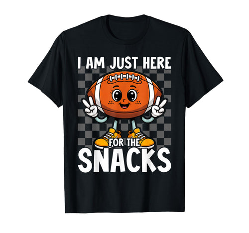 Im Just Here Snacks Football Mom T-Shirt - Minimalist Print for Adults - T-Shirt, Sweatshirt, Hoodie
