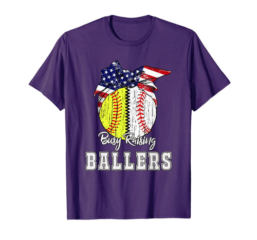 Busy Raising Ballers Softball Baseball T-Shirt - Graphic Print Men Women - T-Shirt, Sweatshirt, Hoodie