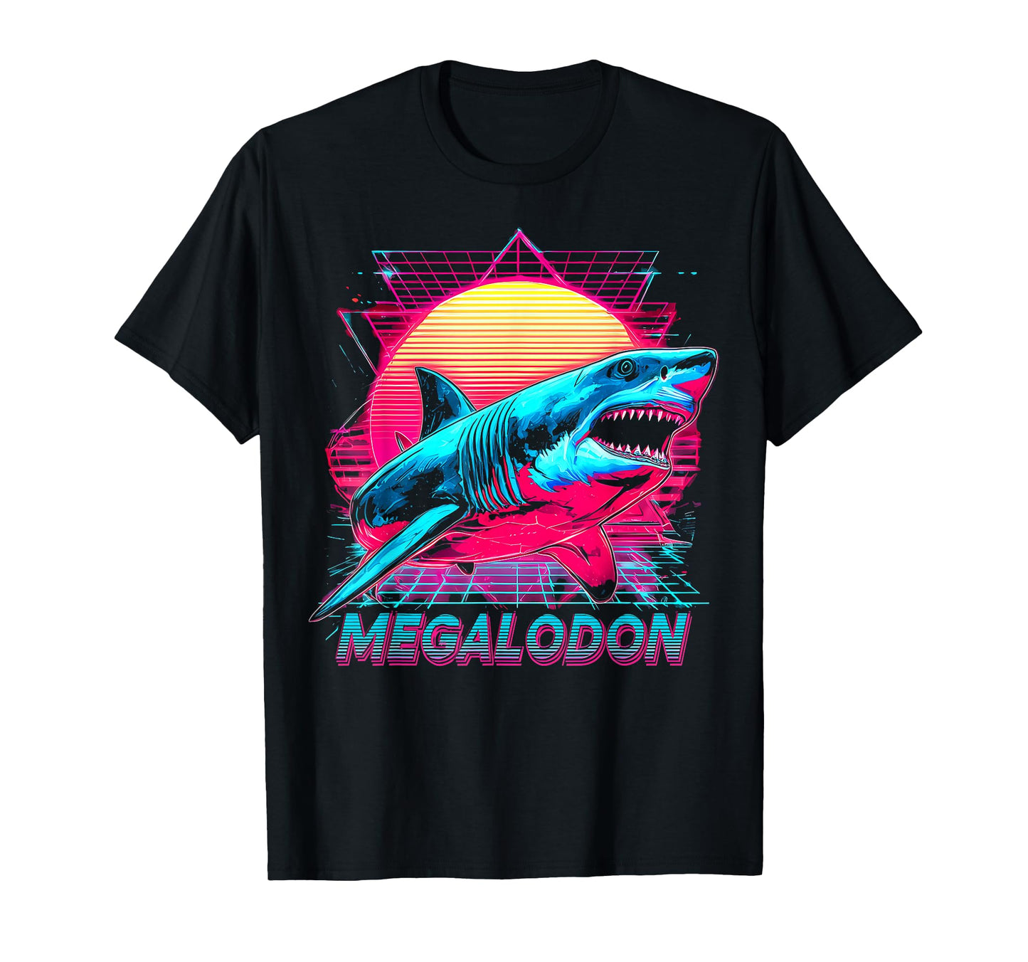 Megalodon Shark Ocean Vaporwave T-Shirt - Trendy Graphic for Adults - T-Shirt, Sweatshirt, Hoodie