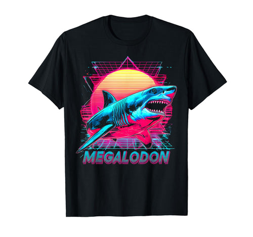 Megalodon Shark Ocean Vaporwave T-Shirt - Trendy Graphic for Adults - T-Shirt, Sweatshirt, Hoodie