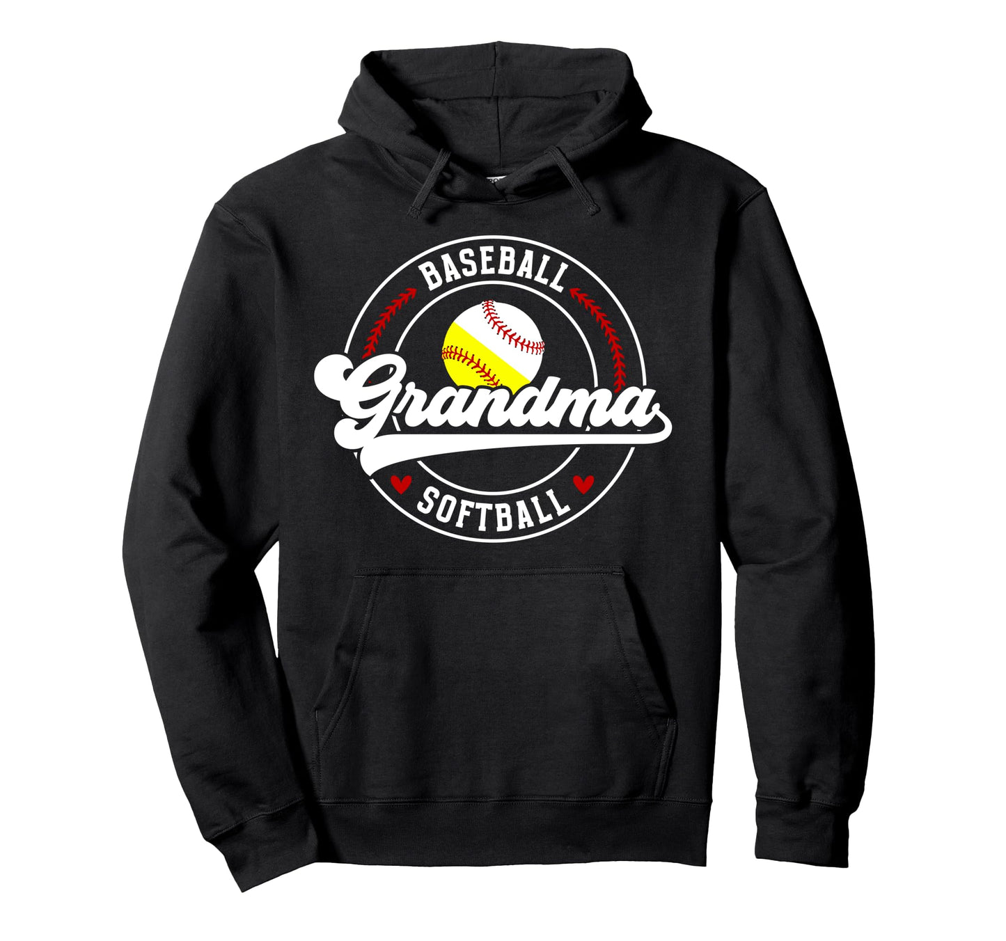Baseball Softball Grandma Softball Hoodie - Unique Graphic Men Women - T-Shirt, Sweatshirt, Hoodie