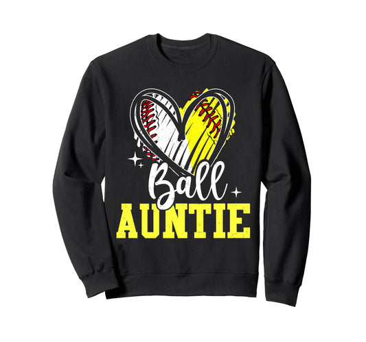 Ball Auntie Softball Baseball Sweatshirt - Custom Art Print for Adults - T-Shirt, Sweatshirt, Hoodie