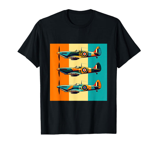 Ww2 Spitfire Raf Warplane Rainbow T-Shirt - Aesthetic Graphic for Adults - T-Shirt, Sweatshirt, Hoodie