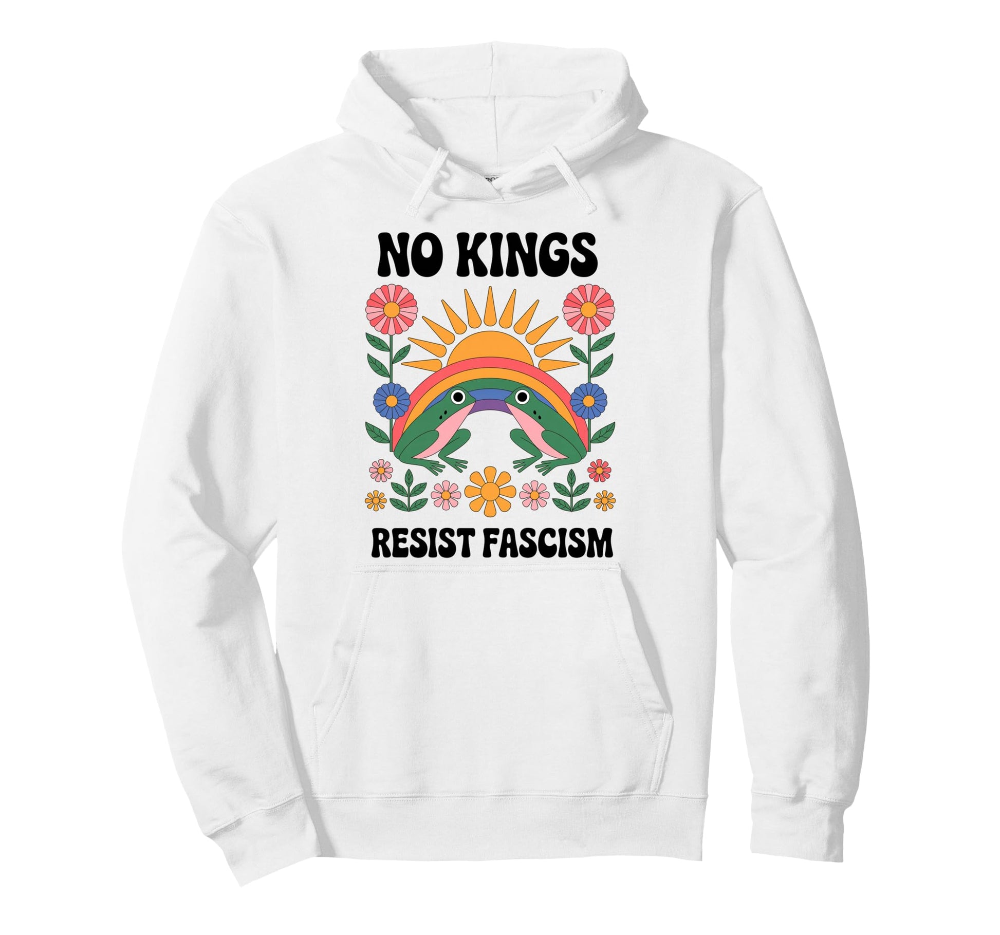 Frog Resist Fascism Groovy Rainbow No Hoodie - Minimalist Print Men Women - T-Shirt, Sweatshirt, Hoodie