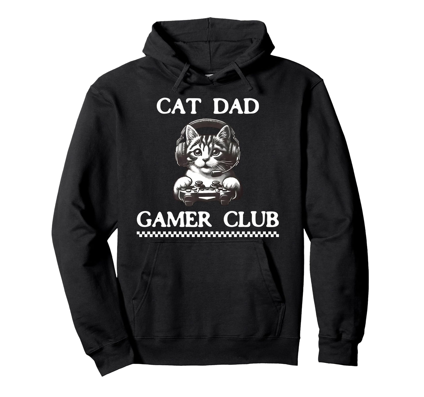 Cat Dad Gamer Club Funny Cat Lover Hoodie - Fun Novelty Design for Adults - T-Shirt, Sweatshirt, Hoodie