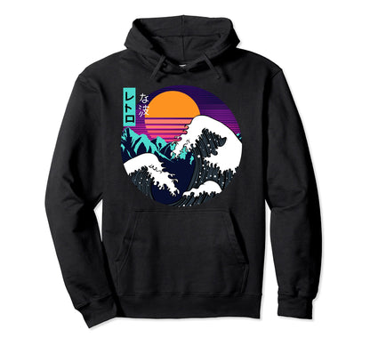 Great Wave Off Kanagawa Vaporwave Hoodie - Fun Novelty Design Men Women - T-Shirt, Sweatshirt, Hoodie