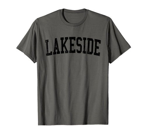 Lakeside Fl Distressed Black Varsity T-Shirt - Unique Graphic Unisex - T-Shirt, Sweatshirt, Hoodie