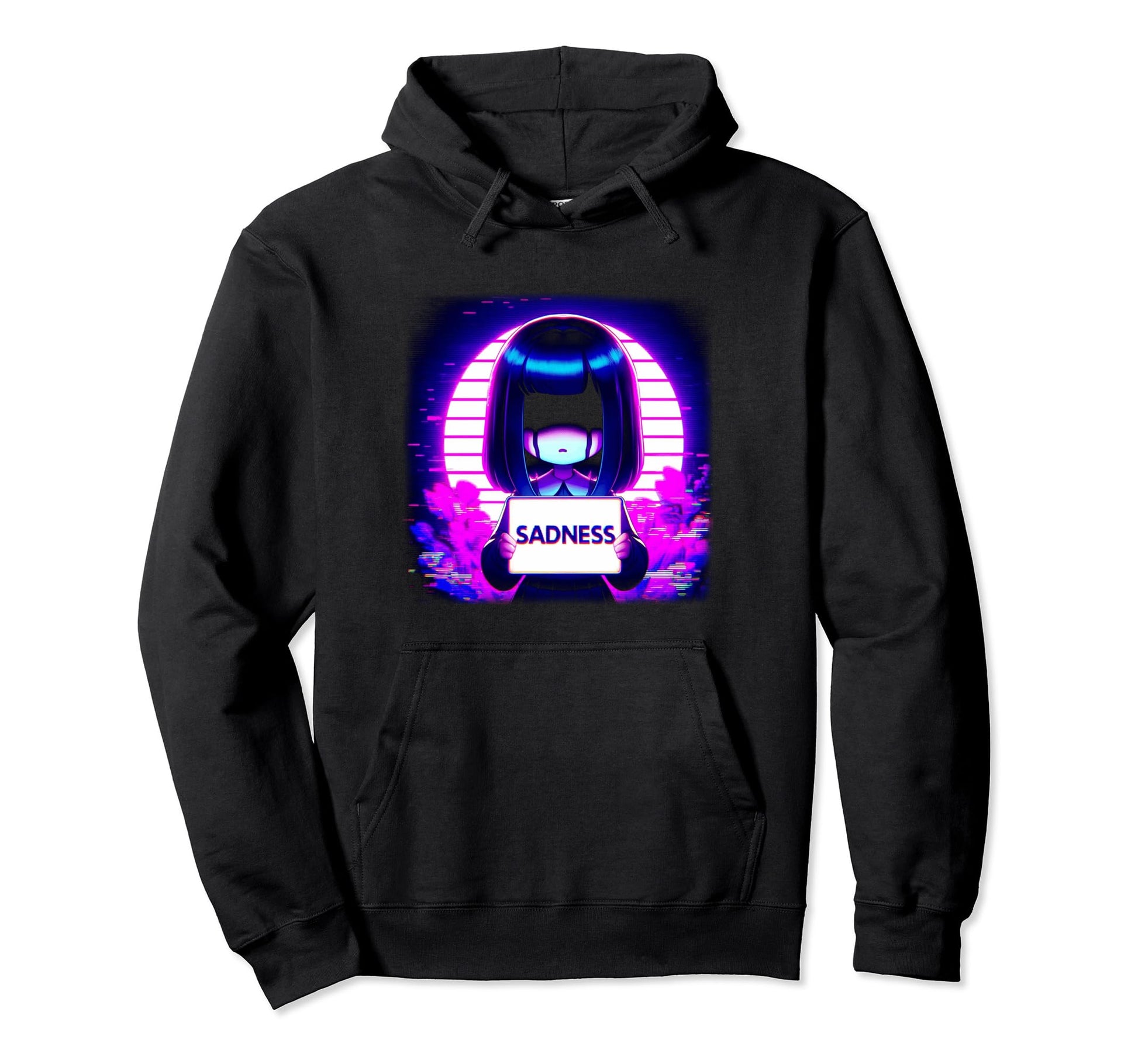 Sad Anime Vaporwave Aesthetic Japanese Hoodie - Fun Novelty Design Unisex - T-Shirt, Sweatshirt, Hoodie
