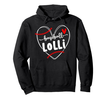 Baseball Lolli Heart Lolli Baseball Hoodie - Minimalist Print for Adults - T-Shirt, Sweatshirt, Hoodie
