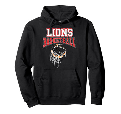 Lions Basketball Mom Red Lion Pride Hoodie - Graphic Print Men Women - T-Shirt, Sweatshirt, Hoodie