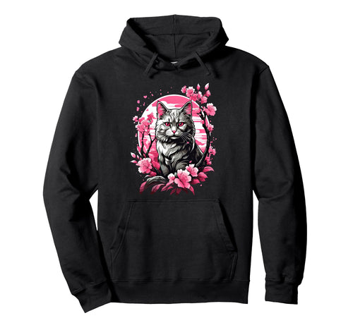 Anime Cat Japanese Aesthetic Hoodie - Casual Everyday Wear for Adults - T-Shirt, Sweatshirt, Hoodie