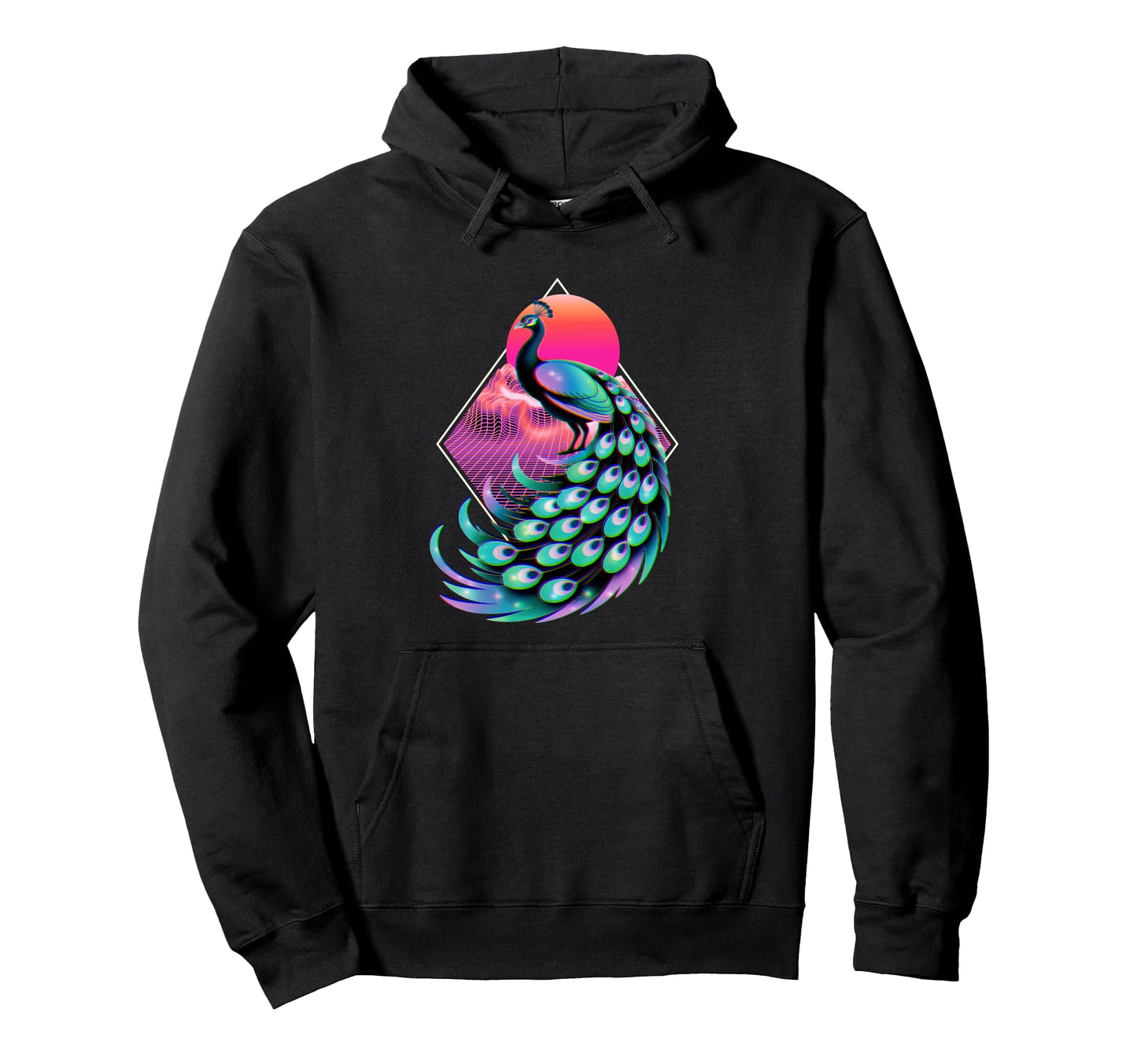 Peacock Feathers Royal Bird Vaporwave Hoodie - Trendy Graphic for Adults - T-Shirt, Sweatshirt, Hoodie