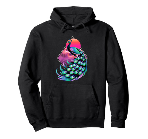 Peacock Feathers Royal Bird Vaporwave Hoodie - Trendy Graphic for Adults - T-Shirt, Sweatshirt, Hoodie