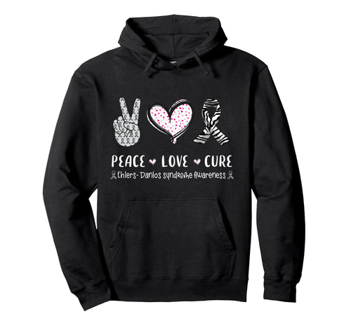 Peace Love Cure Ehlers Danlos Syndrome Hoodie - Fun Novelty Design Unisex - T-Shirt, Sweatshirt, Hoodie