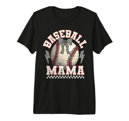 Checkered Baseball Mama Sports Mom Game T-Shirt - Unique Graphic Men Women - T-Shirt, Sweatshirt, Hoodie